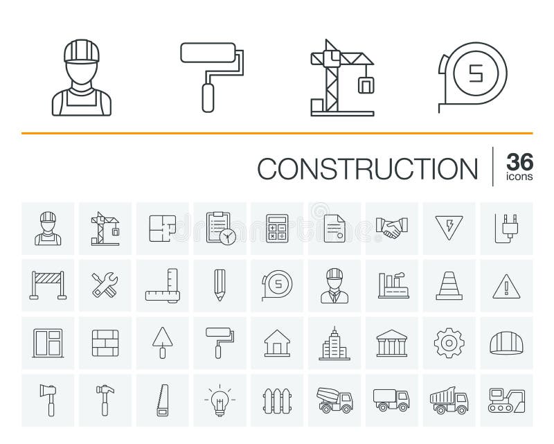 Construction, industrial vector icons stock illustration Construction, industrial vector icons stock illustration