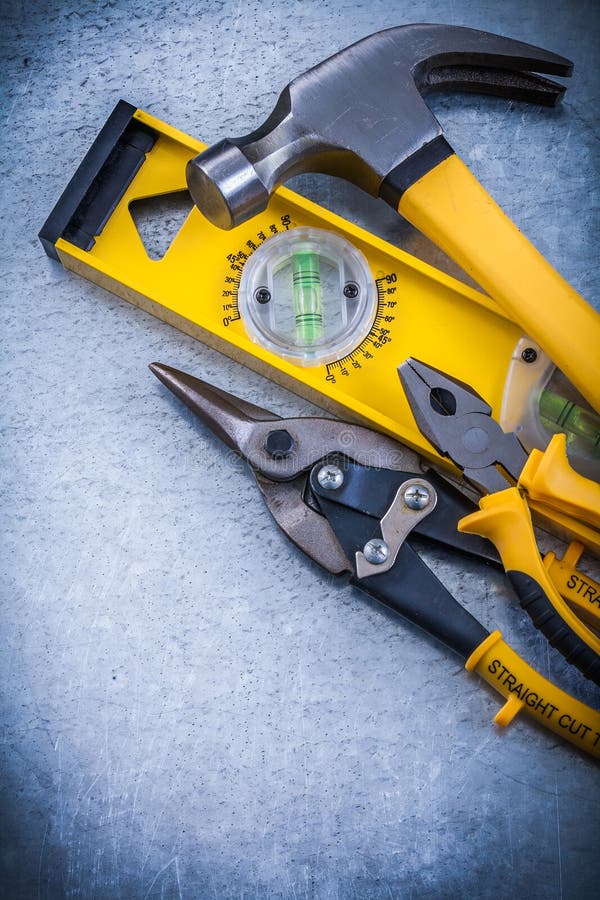 Construction Level Claw Hammer Steel Cutter Pliers Stock Photo Image