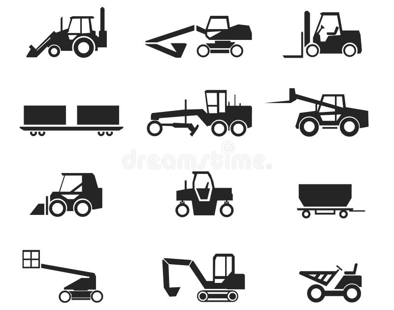 Illustrazione di alcune delle più comuni macchine impiegate per la costruzione e la manutenzione stradale industrie.