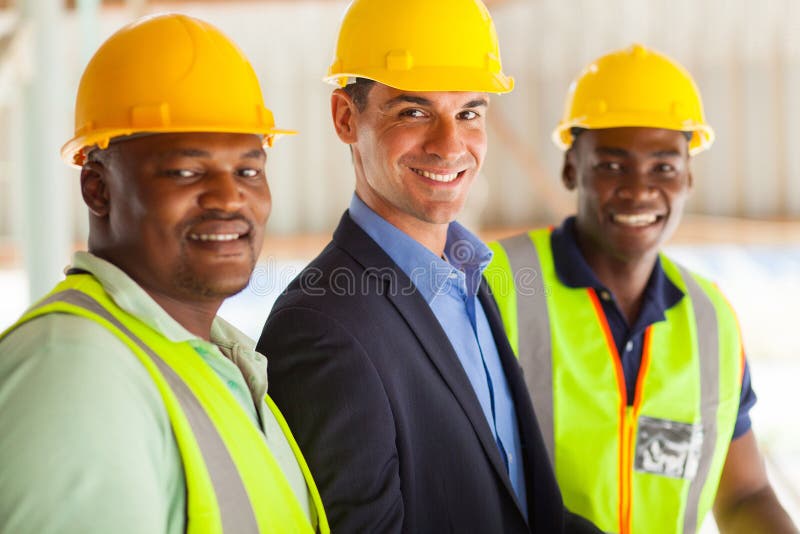 Construction manager workers stock images