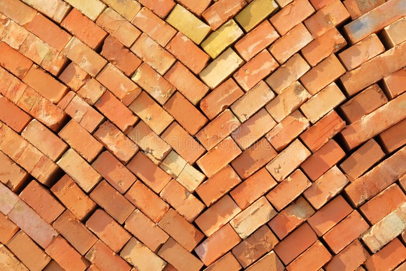 Construction Materials. Pile of Red Bricks at Construction Site Stock