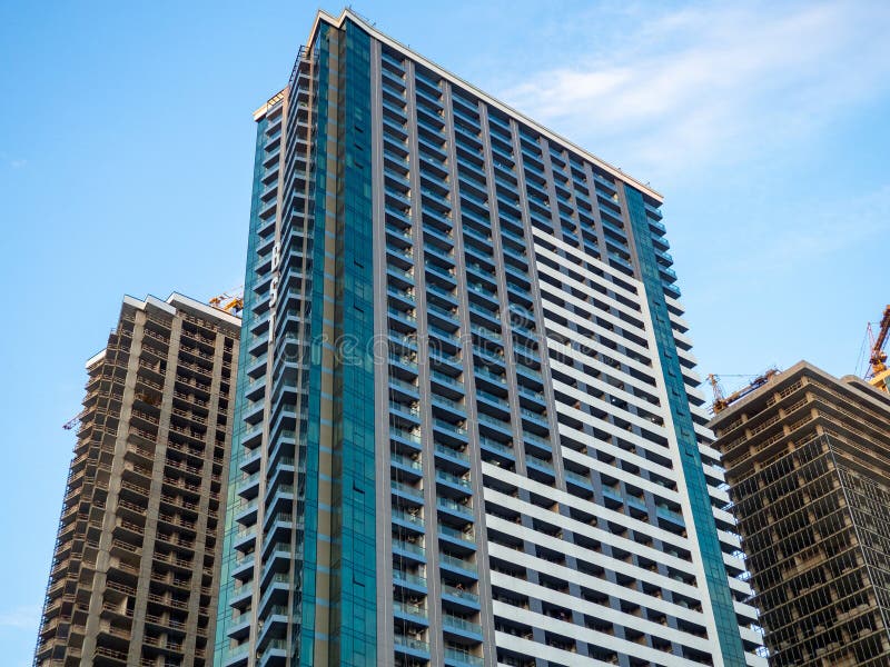 Construction of a High-rise Building. Skyscraper Glazing. Modern ...