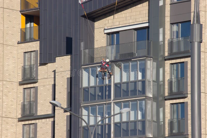 Construction of a modern residential building, the final work before the settlement of residents. Final preparations before the royalty free stock images