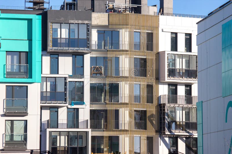 Construction of a modern residential building, the final work before the settlement of residents. Final preparations before the royalty free stock photography