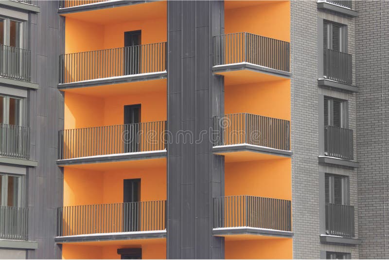 Construction of a modern residential building, the final work before the settlement of residents. Final preparations before the stock image