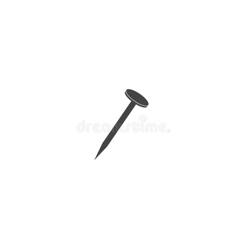 Construction Nail Icon on White Isolated Background Stock Vector