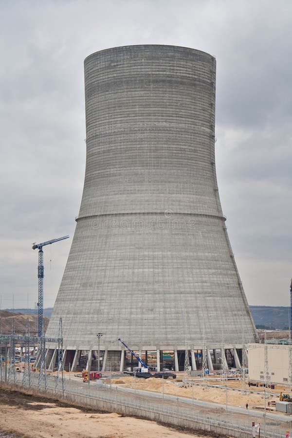 Construction of New Cooling Tower of Nuclear Power Plant Stock Photo