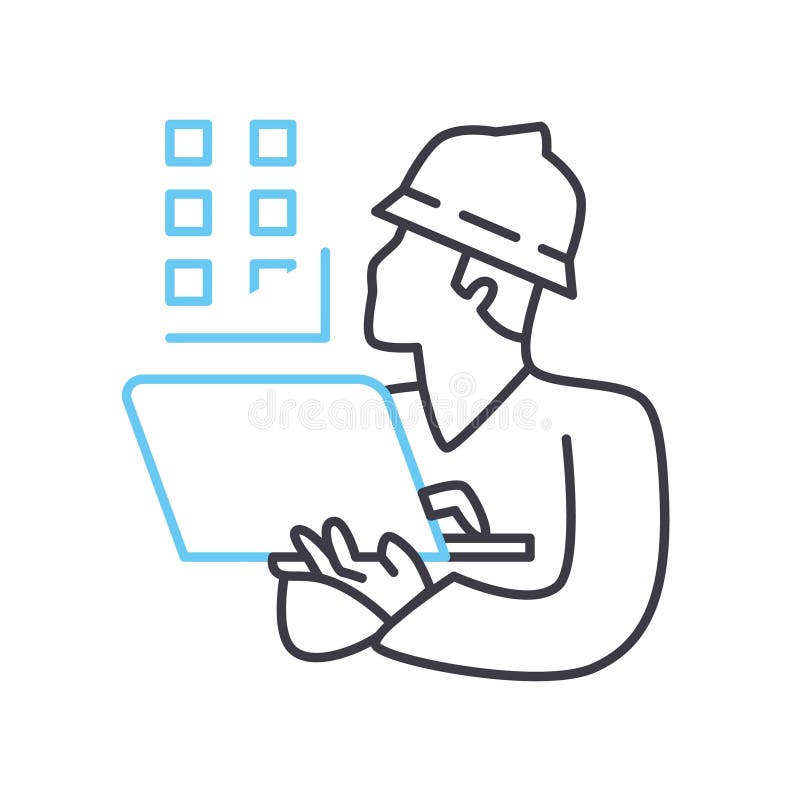 Construction Oversight Line Icon, Outline Symbol, Vector Illustration