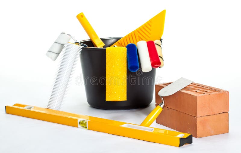 Construction (painting) Tools, Level and Bricks Stock Photo Image of