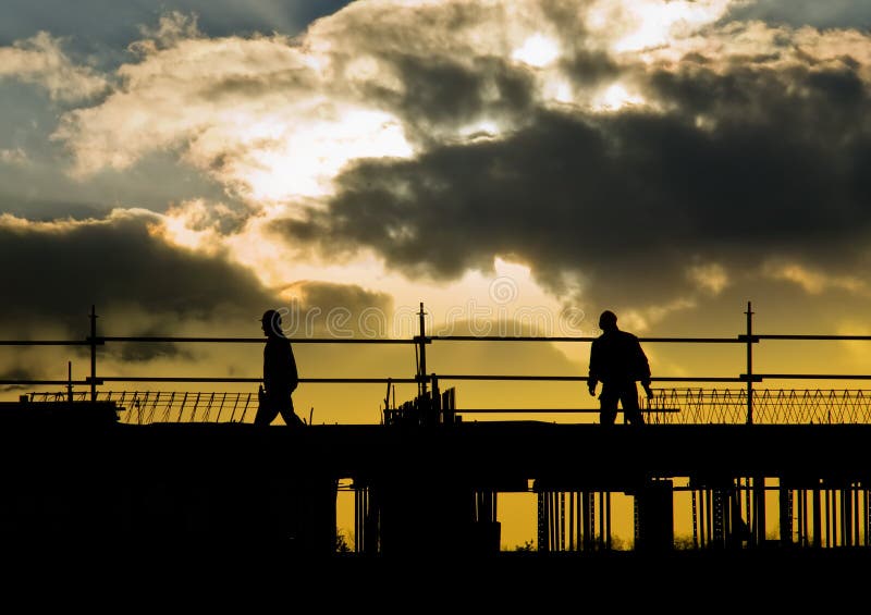 Construction people silhouette royalty free stock photo