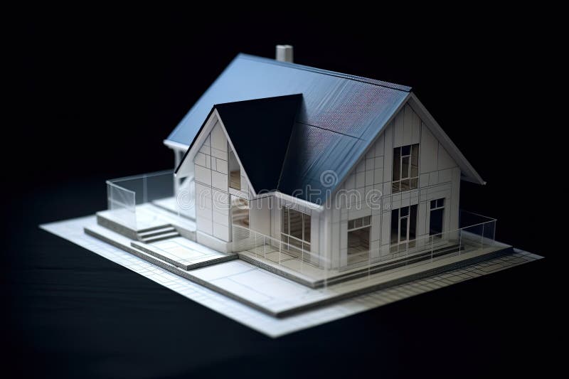 Construction and Renovation of a House, Real Estate Model on a Black