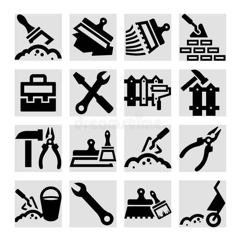 Construction and repair icons set royalty free illustration
