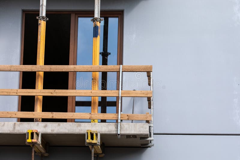 Construction Site, Construction of Apartment Houses. Balcony and