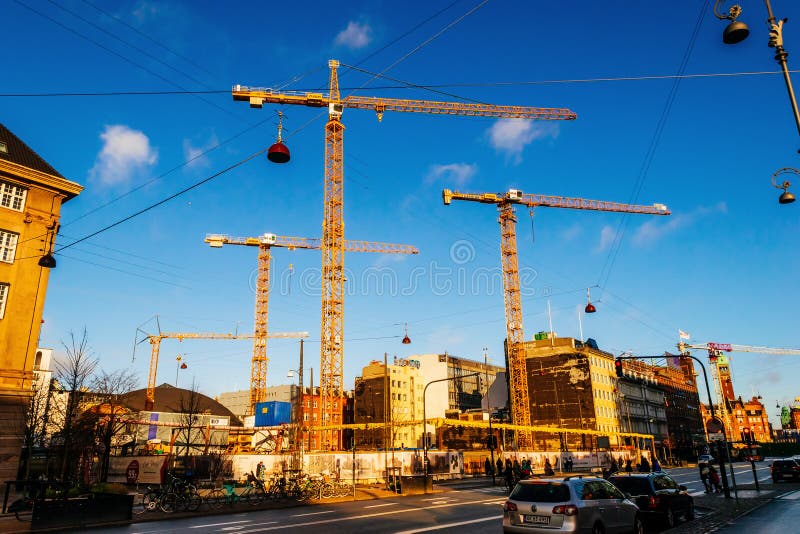 DENMARK_CRANES IN SKY editorial image. Image of station 42391680