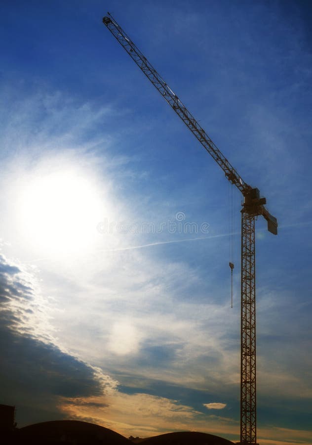 Construction site crane and blue sky