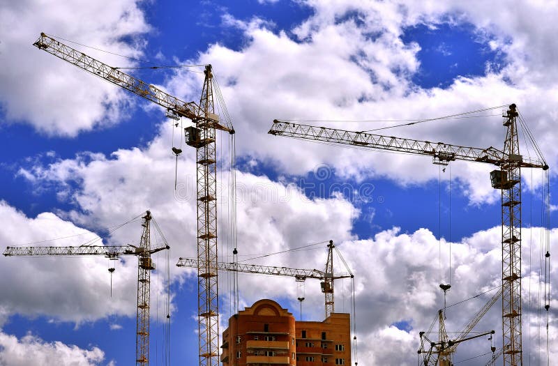 Construction  Site  With Cranes On Sky Background  Stock 