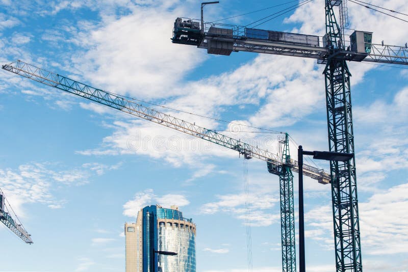  Construction  Site  With Cranes On Sky Background  Stock 