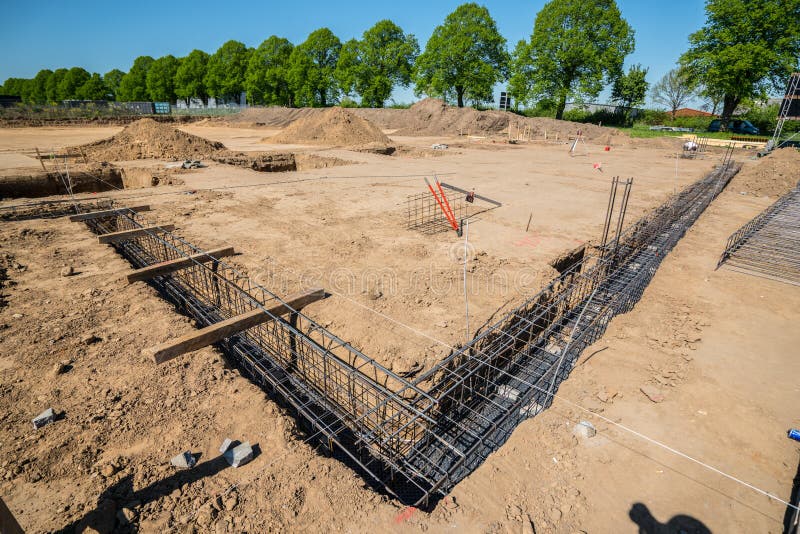 Construction Site, a Foundation is Laid Stock Image Image of heavy