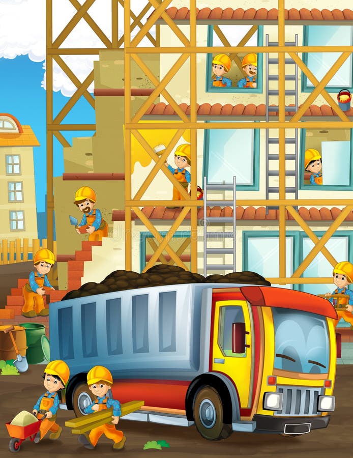 On the construction site - illustration for the children royalty free illustration