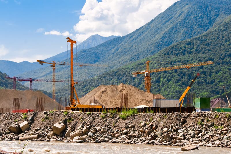 Construction Site In The Mountains Stock Photo Image of development