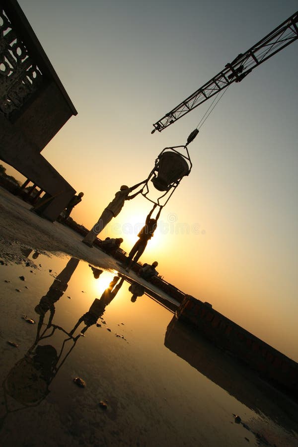 Construction site silhouette royalty free stock photo