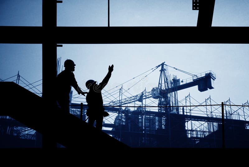 Construction site silhouette people, business, crane, design by architecture