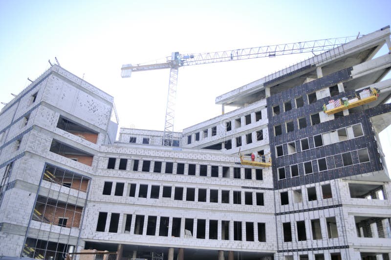 Construction Site with Unfinished Building