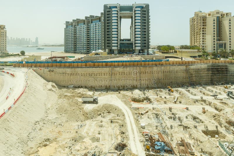 Construction Site that Viewed from Monorail in The Middle of The Way to Atlantis, Dubai royalty free stock photography Construction Site that Viewed from Monorail in The Middle of The Way to Atlantis, Dubai royalty free stock photography