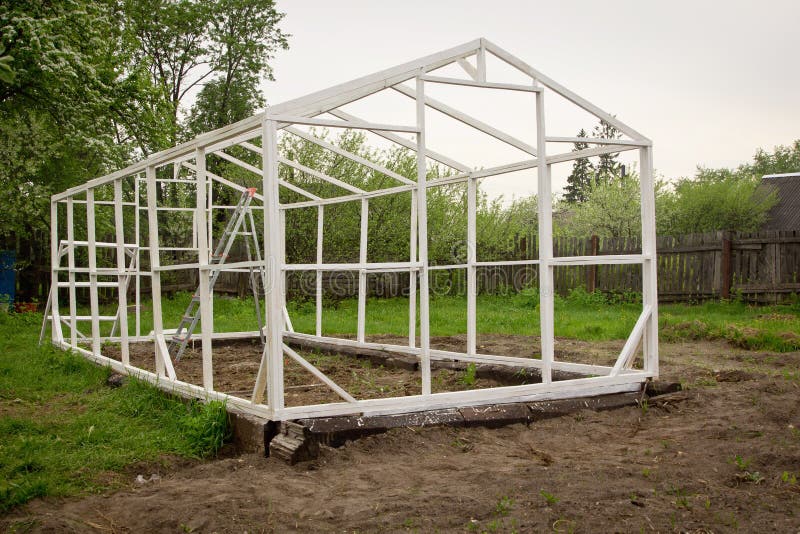 Construction of a small greenhouse stock photography Construction of a small greenhouse stock photography