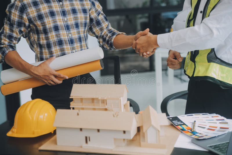 Construction and Structure Concept of Engineer or Architect Meeting for