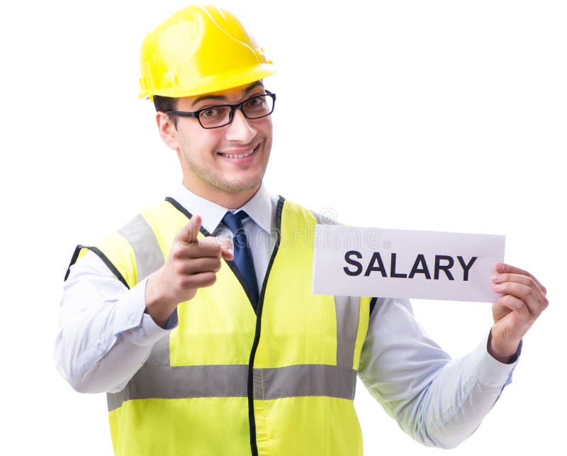 Construction Supervisor Asking For Higher Salary Isolated On Whi Stock