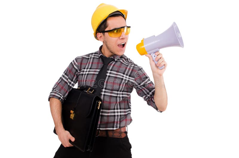 Construction supervisor shouting royalty free stock images