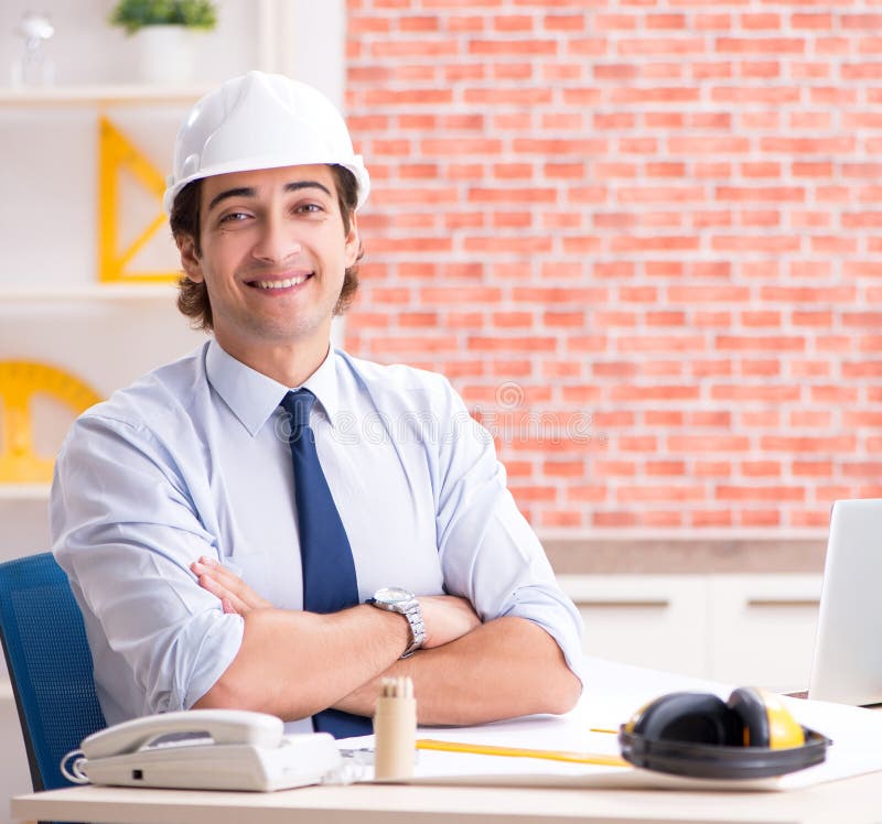Construction Supervisor Working on Blueprints Stock Photo Image of