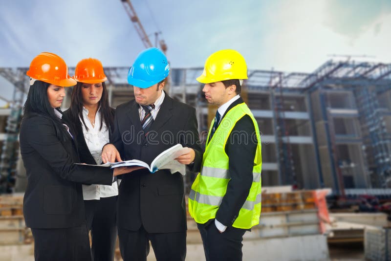Team of Professionals Collaborating for Building Project royalty free stock photo