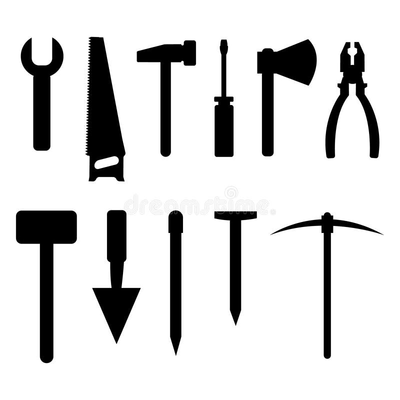 Construction Tool Icon Collection Vector Illustration.Construction