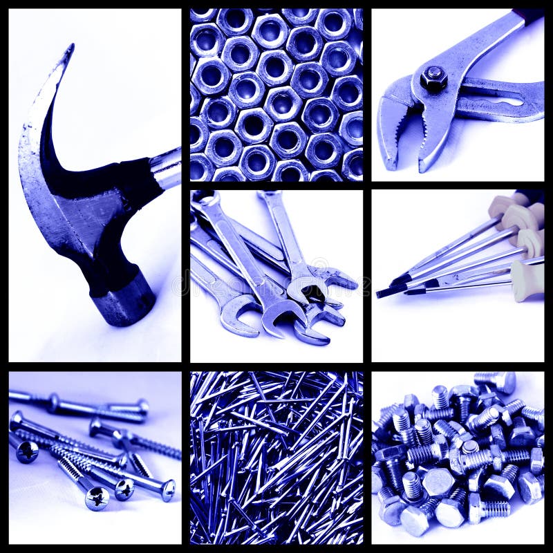Construction tools collage