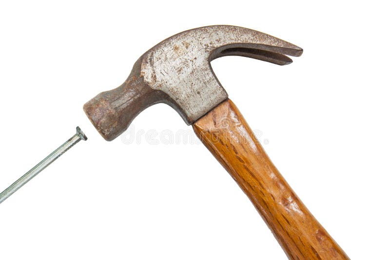 Construction Tools, Hammer Head and Concrete Nails Stock Photo Image