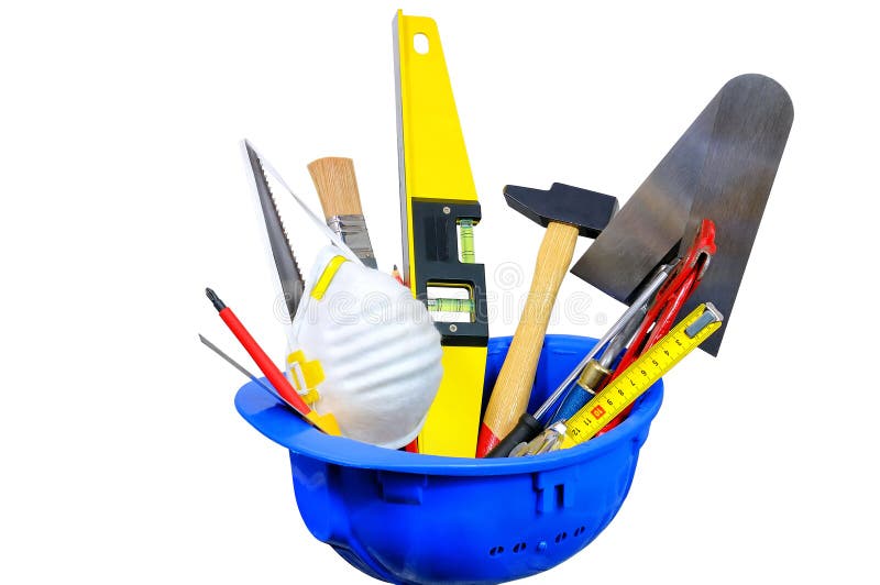Construction Tools in Hard Hat Toolbox, Hardware Renovation, Technical
