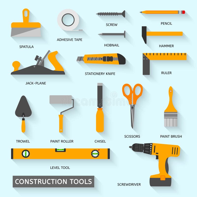 Construction Tools Vector Icons Set Stock Vector - Illustration of