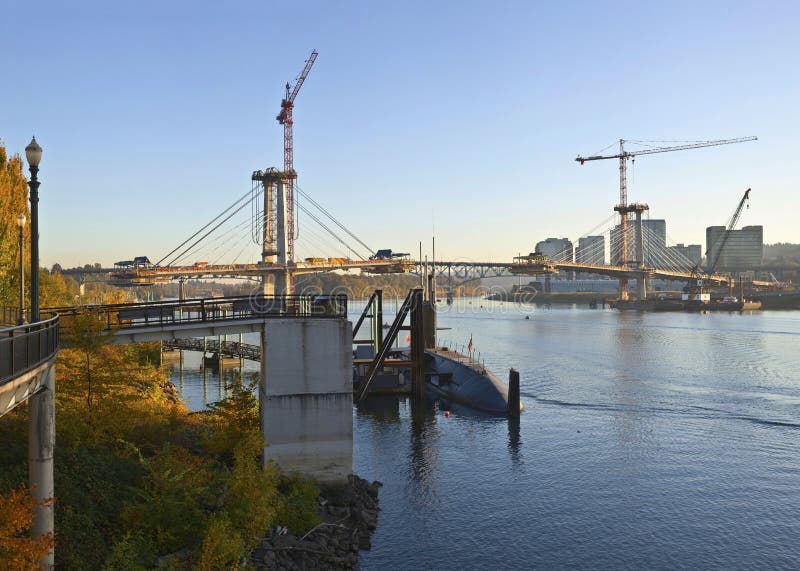 Construction View of a New Bridge Portland or. Stock Photo Image of