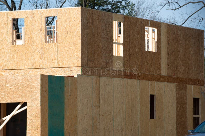 Construction of the Walls of a Plywood House Stock Photo Image of