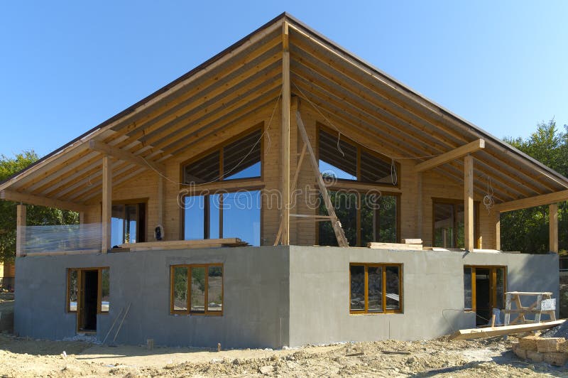 Construction of a Wooden House Stock Image Image of span, expensive