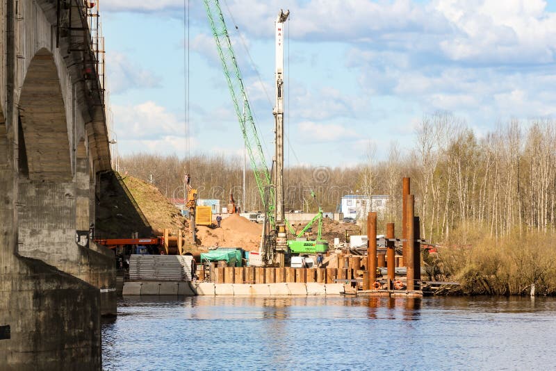 Construction Work on the Construction of a New Bridge Editorial