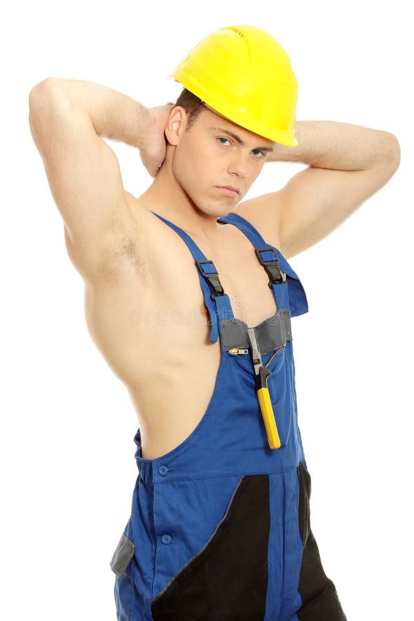 Construction Works Back Man Builder Builder Foto stock 2219154725