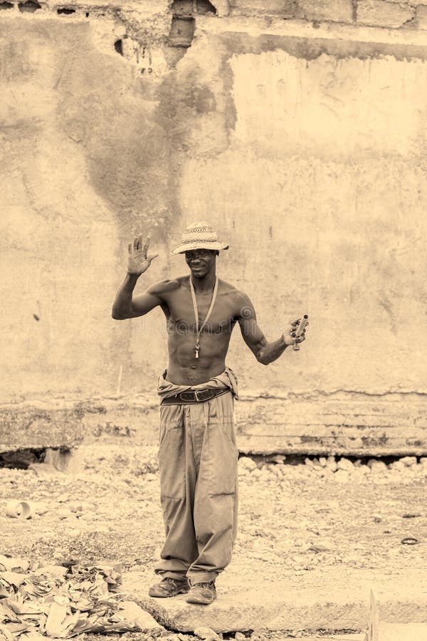 Construction worker from Cuba stock photo