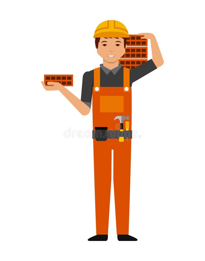 Construction worker cartoon icon vector illustration