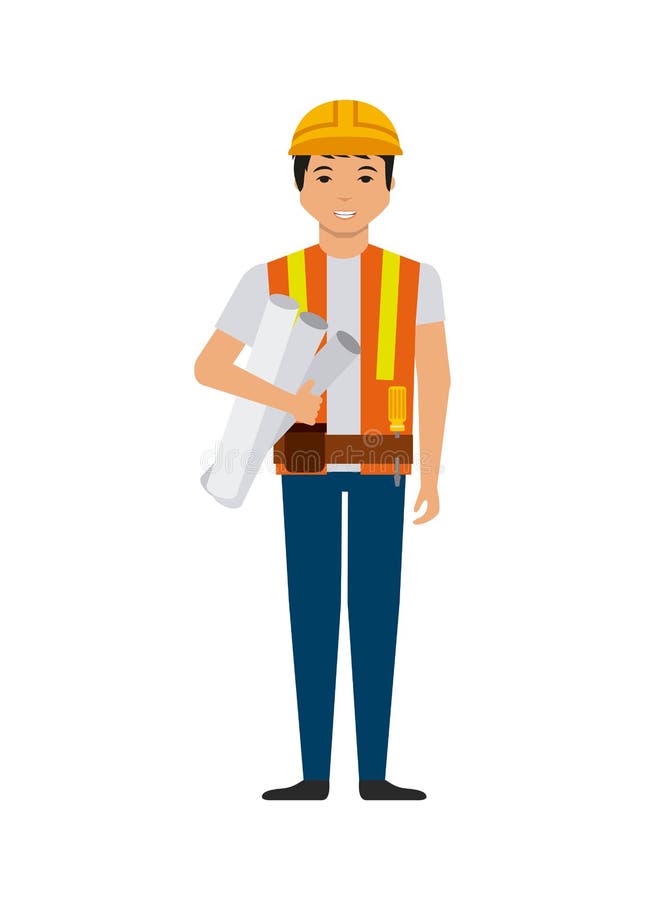 Construction worker cartoon icon vector illustration