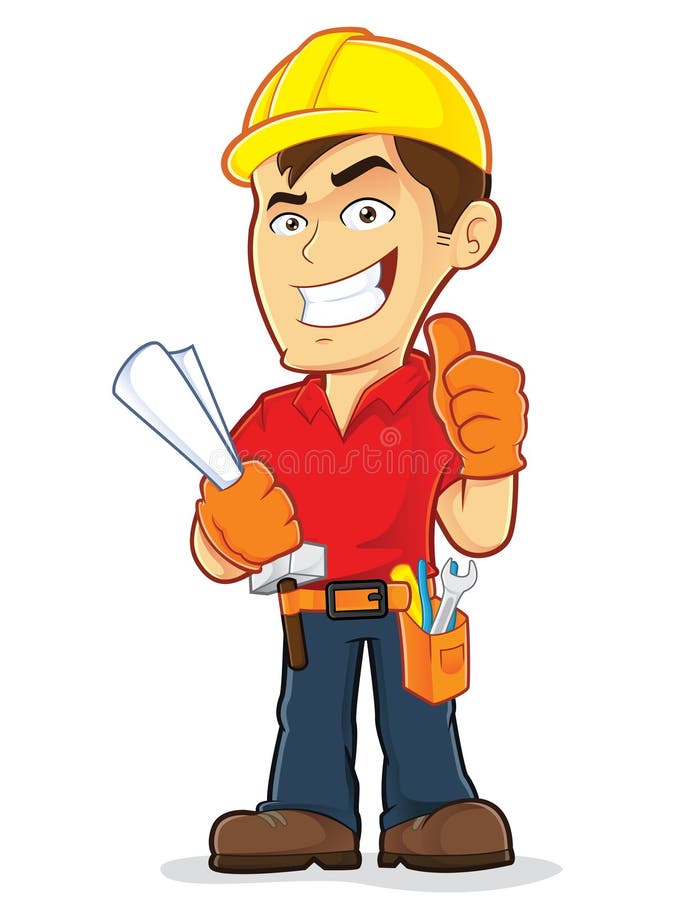 Builder man in cartoon style Royalty Free Vector Image