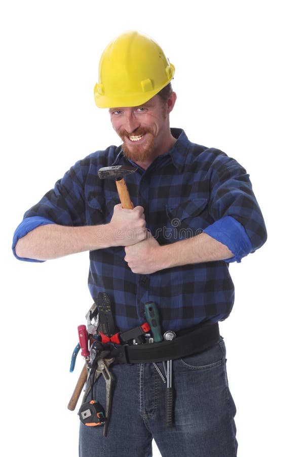 Construction worker with hammer royalty free stock image