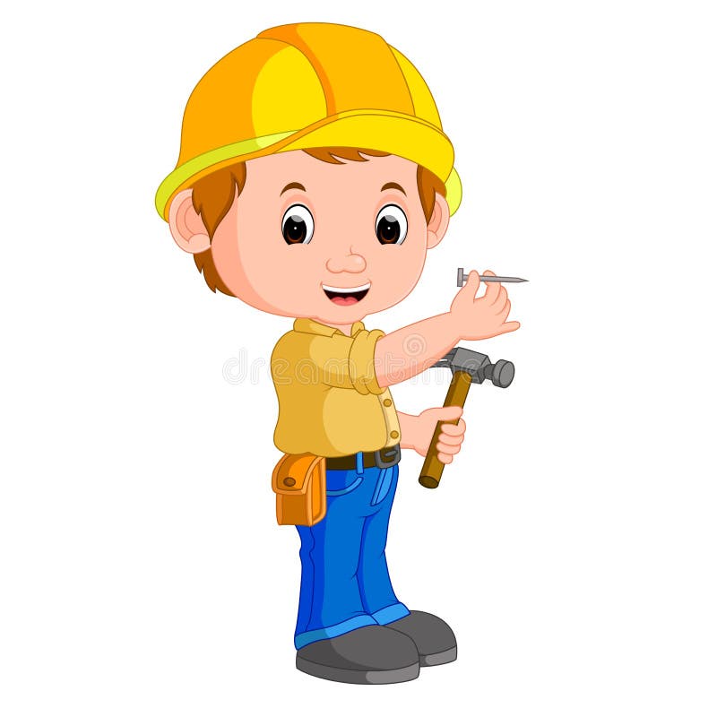 Construction worker hammering a nail